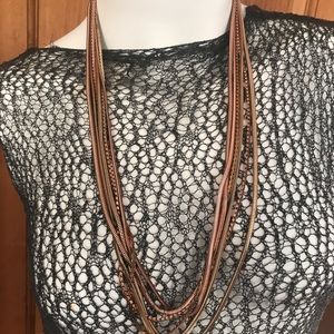 Tuleste 6 Chain Multi Gold-tone Necklace NWT Old Stock 27”